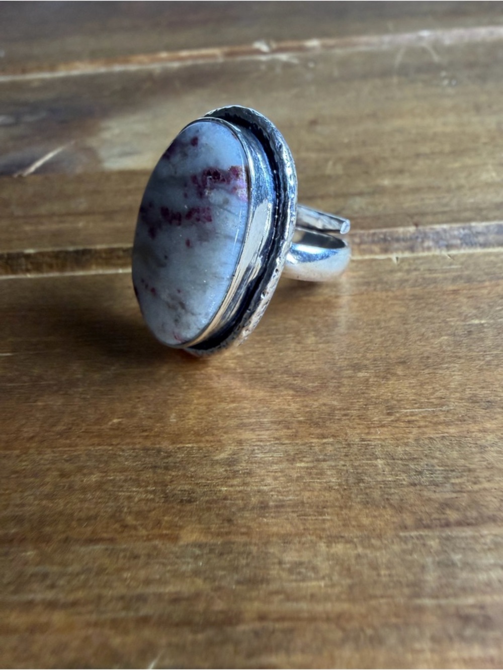 Boho Vintage Women Jewelry Cinnabrite Gemstone Ring Size 7 Adjustable Silver 925 - Picture 2 of 5